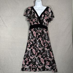 Vintage Studio 1940 Dress Women’s Size M Black Paisley‎ Babydoll Y2K Whimsigoth